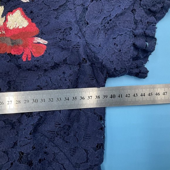 Whistles Women’s Floral Lace Navy Blue Lined Dress Short Sleeve - UK 8 / EU 36 - Picture 6 of 10